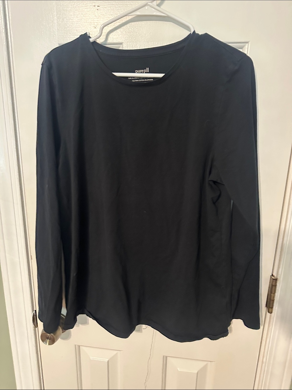 J. Jill Black Long-Sleeve Crewneck Top